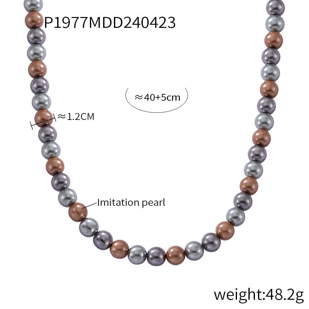 Casual style personality elegant beads handmade beaded design sense necklace women's niche simple collarbone chain jewelry