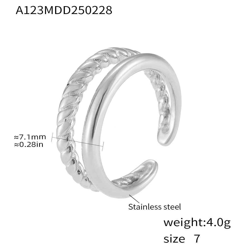 Irregular open ring ins wind niche design titanium steel PVD plated 18K real gold color retention ring women