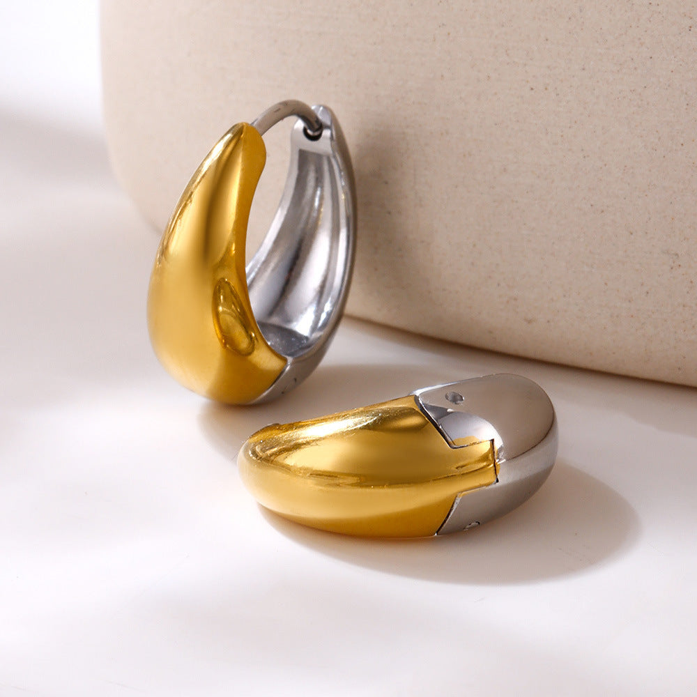 Circle earrings European and American small ear buckles niche plain rings stainless steel high polish gold color matching earrings 99