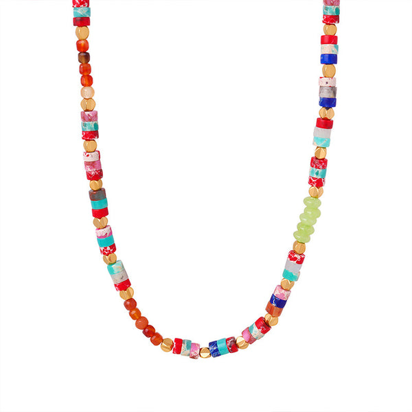 Dopamine retro colored natural stone abacus beads handmade beaded necklace jewelry female pp
