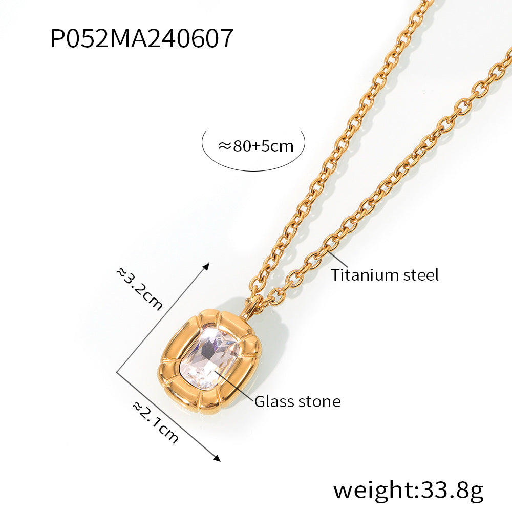 Retro light luxury simple cold wind jewelry texture oval brand diamond design titanium steel jewelry set 99