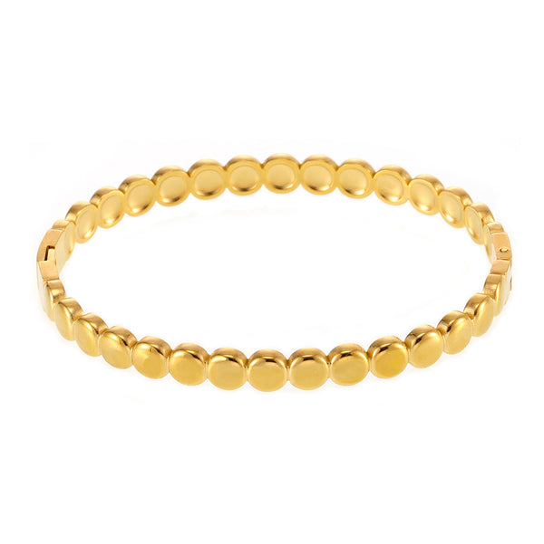 Golden bean dot buckle bracelet titanium steel electroplated 18K real gold does not fade spot factory wholesale
