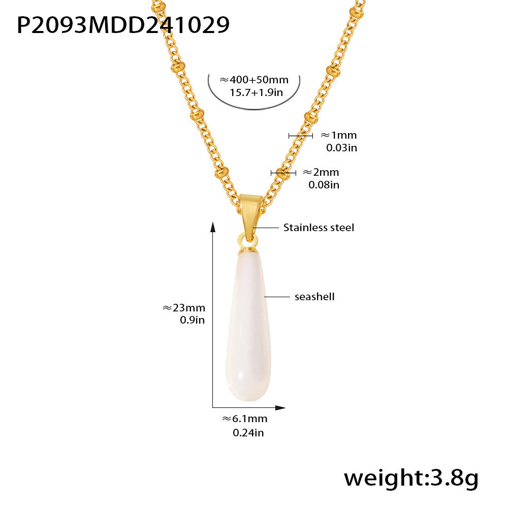 Water drop shell pendant, collarbone necklace, stainless steel plated 18k gold simple light luxury neck chain necklace, spot 99.