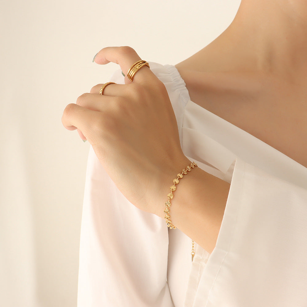 Personalized versatile simple embossed small round brand bracelet summer versatile little fairy hand jewelry female E154pp
