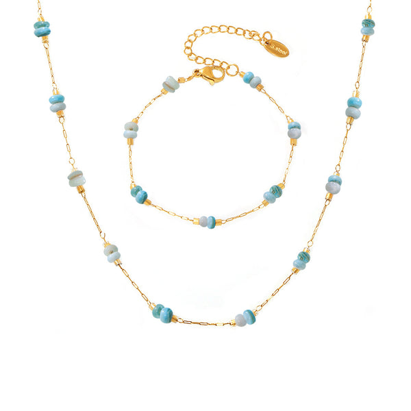 Tianhe Stone Handmade Chain Light Luxury Texture Double Layer Clavicle Necklace Women's Blade Chain Stainless Steel Stacked Necklace