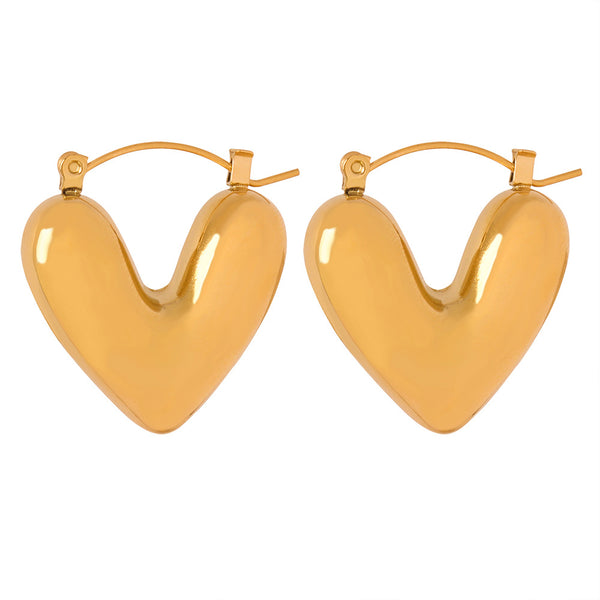 New Irregular Love Titanium Steel Gold Plated Personality Simple Earrings Fashion Niche Design Jewelry Earrings Women