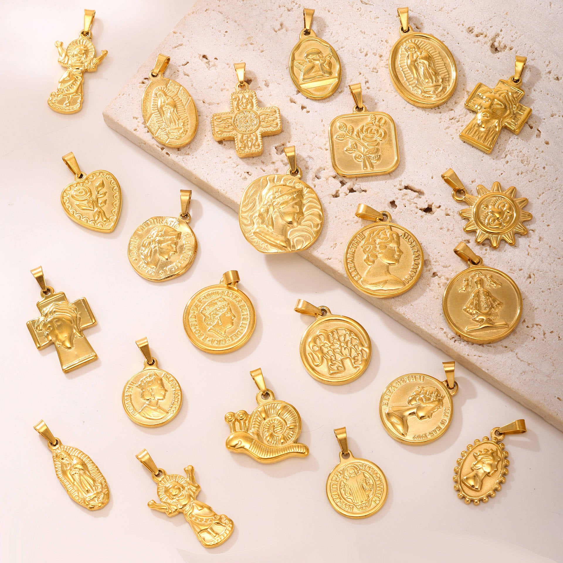 99 Fashion DIY Pendant Accessories Collection Internet celebrity Stainless Steel 18K Real Gold Necklace Jewelry Wholesale