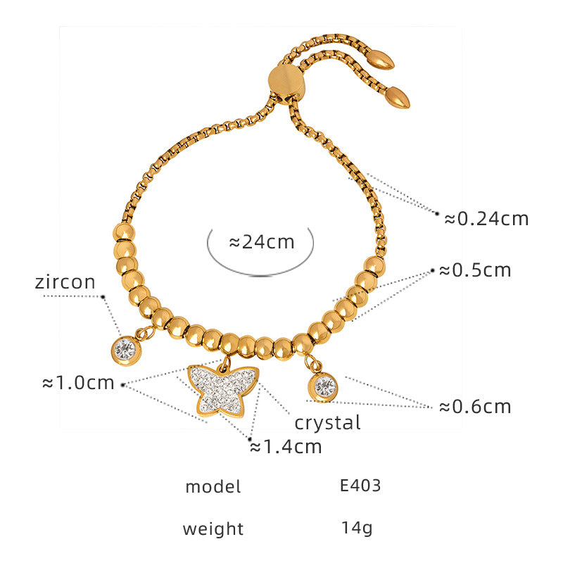 Premium sense light luxury personalized diamond-encrusted bracelet titanium steel plated 18K gold versatile simple and non-fading women's jewelry 99