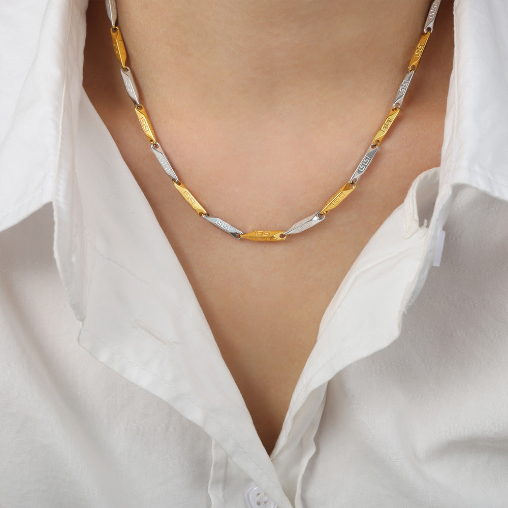 New high-end cold wind niche simple fashion versatile temperament titanium steel gold-plated personalized necklace jewelry