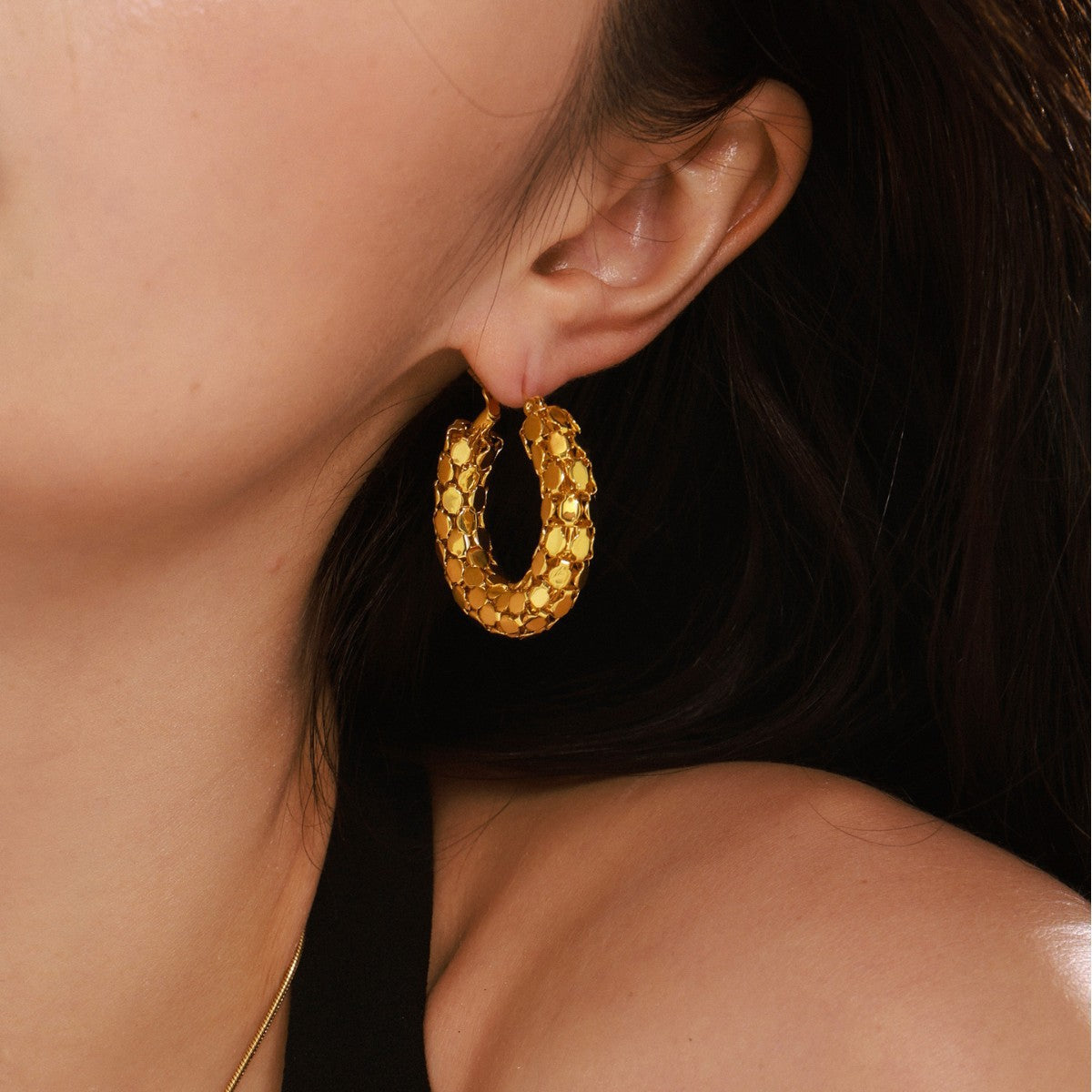 Ring fish scale earrings earrings casual vacation style earrings stainless steel plated 18K real gold jewelry wholesale 99