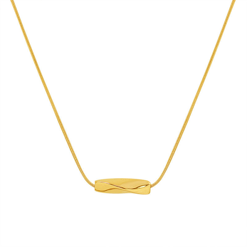 Cold wind light luxury fashion twist tube necklace women's simple trend titanium steel plated 18K real gold collarbone chain