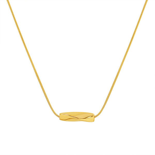 Cold wind light luxury fashion twist tube necklace women's simple trend titanium steel plated 18K real gold collarbone chain