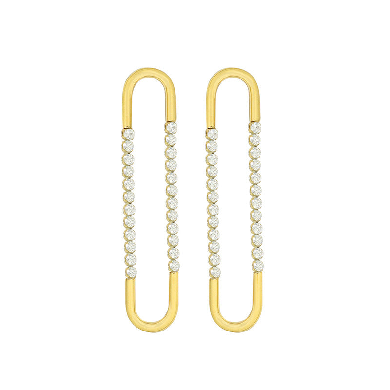 Choker exaggerated U-shaped earrings inlaid with zircon design earrings titanium steel plated with 18K gold jewelry accessories women