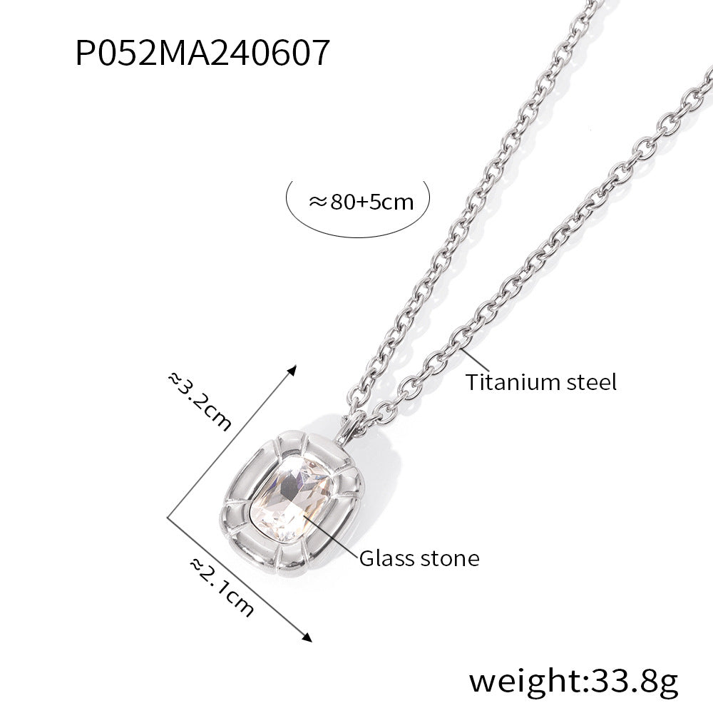 Retro light luxury simple cold wind jewelry texture oval brand diamond design titanium steel jewelry set 99