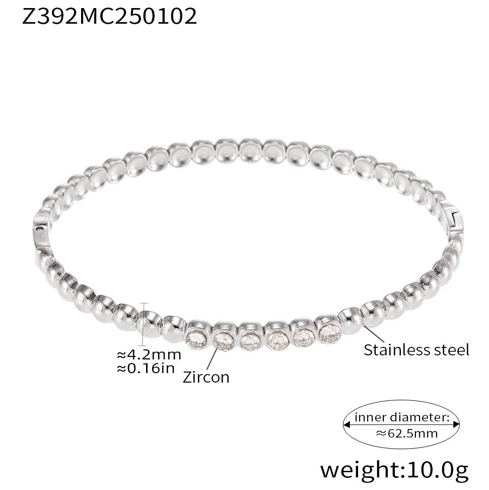 T family full of diamond zircon buckle bracelet hand-inlaid stainless steel about light luxury bracelet 99