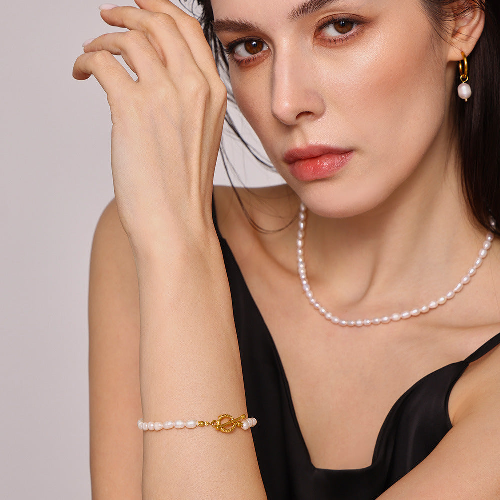 Baroque freshwater pearl necklace bracelet earrings niche sweet set, gift for girlfriend wholesale 99
