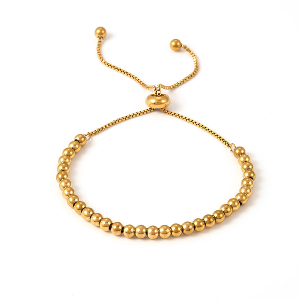 Niche versatile 4mm small steel ball bracelet stainless steel PVD electroplating rich luxury beaded bracelet
