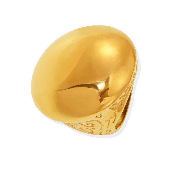 Accessories High texture large glossy Roman pattern digital casting ring women's stainless steel PVD plated real gold color retention