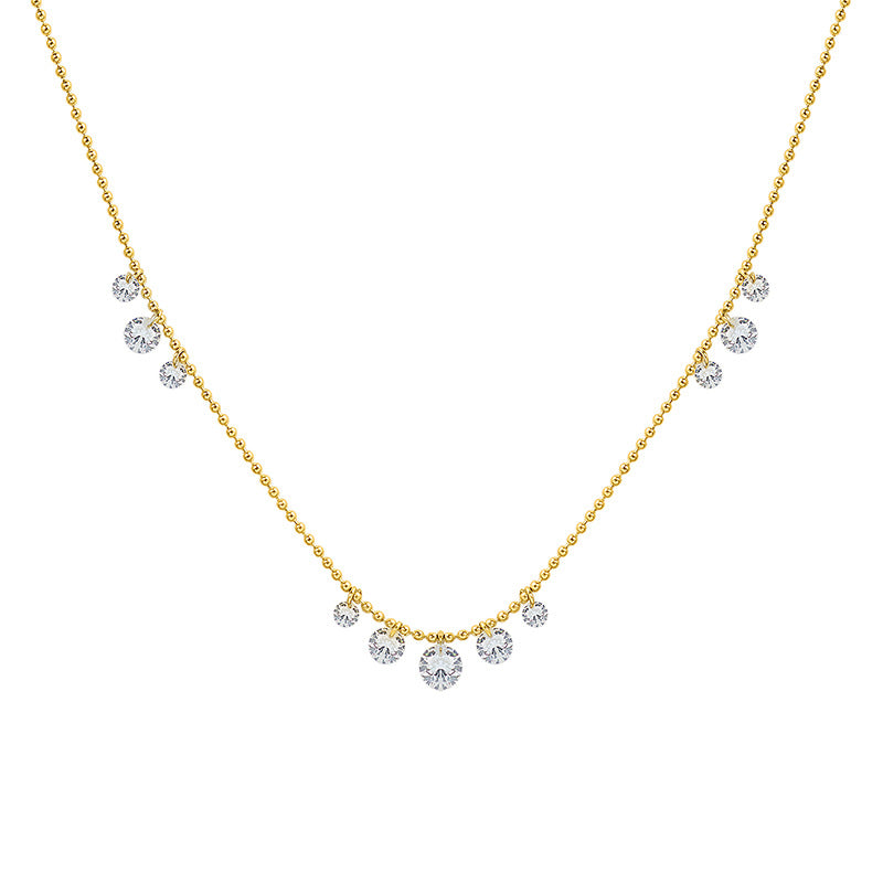 Cold wind retro temperament bright zircon pendant necklace women's personality fashion collarbone chain jewelry
