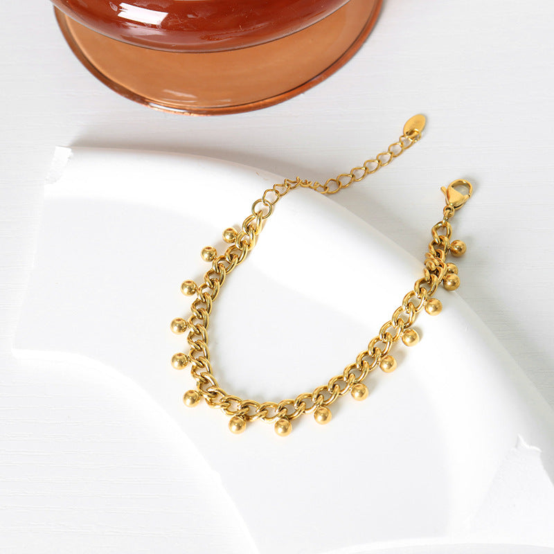 New Stainless Steel Cuban Chain Light Luxury Versatile Jewelry Trend Gas Plated 18K Gold Bracelet