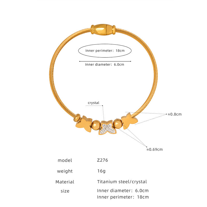 Titanium steel electroplated 18k gold non-fading pendant bracelet female, new retro heart-shaped pendant bracelet wholesale pp