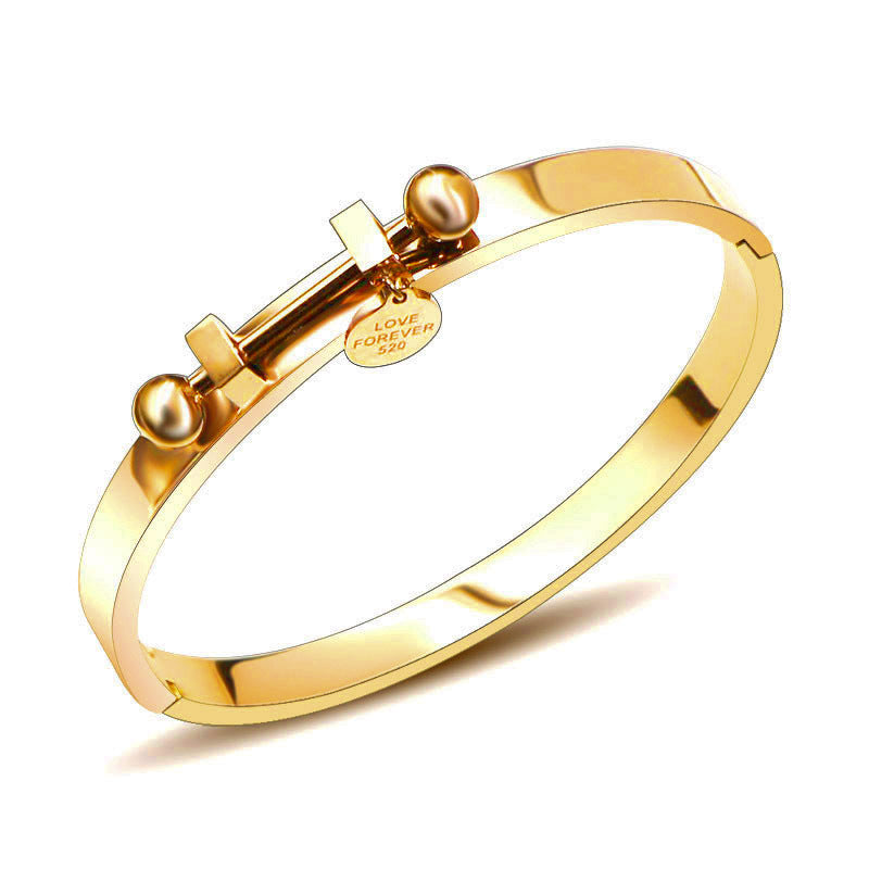 Geometric round card lettering love design bracelet titanium steel plated 18k real gold jewelry Z111