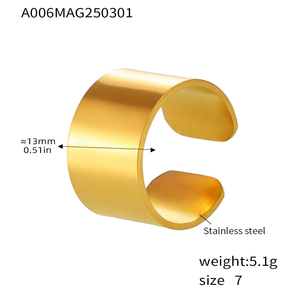 Cold wind ring, personalized design sense, stainless steel PVD electroplated 18K real gold fashion trend ring
