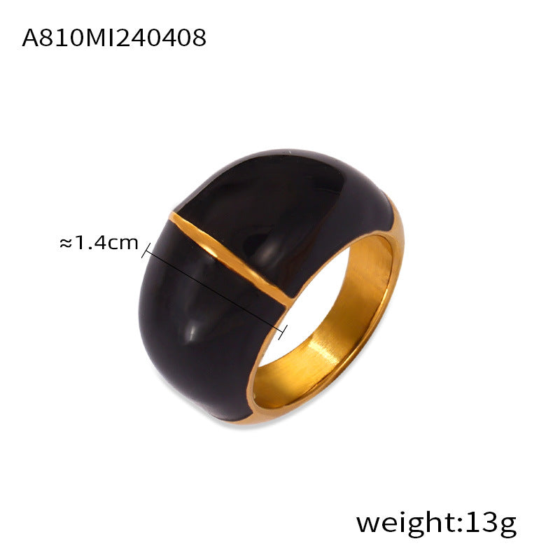 Retro niche geometric casting jewelry weights dripping oil design sense hand-polished titanium steel gold-plated ring