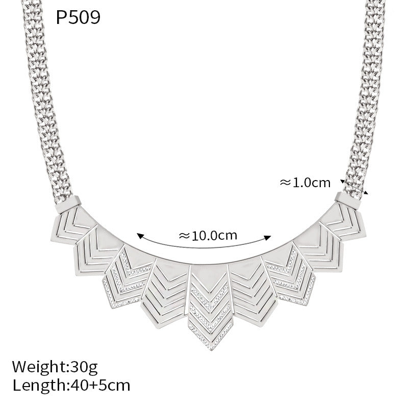 European and American ins style niche hip-hop geometric jewelry hollow flag diamond design sense personalized titanium steel jewelry set