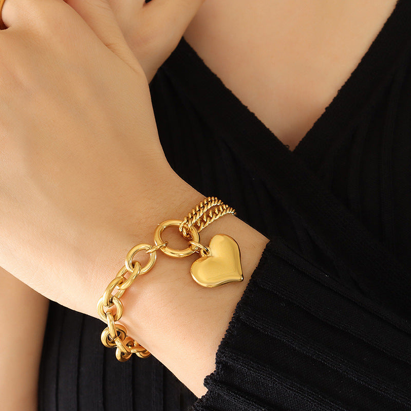 Style design hand jewelry, Cuban chain splicing chain love bracelet, titanium steel plated 18K gold non-fading 99