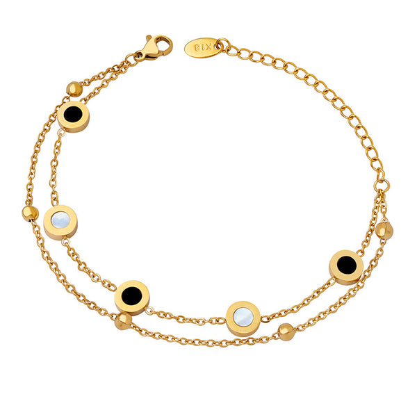 Minimalist personality niche design bracelet women's titanium steel plated 18K real gold E14499