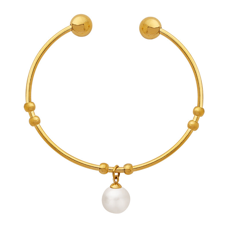 Personalized retro bracelet imitation pearl multi-steel ball splicing bracelet temperament versatile design sense fashion bracelet pp