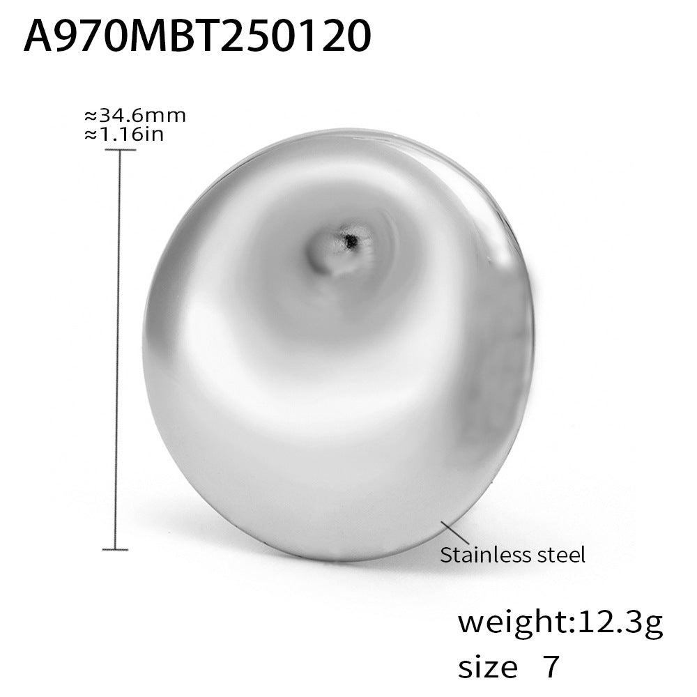 Exclusive stainless steel plated 18k real gold round stud earrings exaggerated vortex ring jewelry fashion set