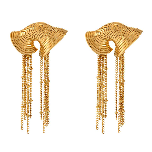 Conch Snail Heavy Industry Color Matching Earrings Fringed Earrings PVD Electroplating 18k Real Gold Fashion Color Retaining Earrings Women