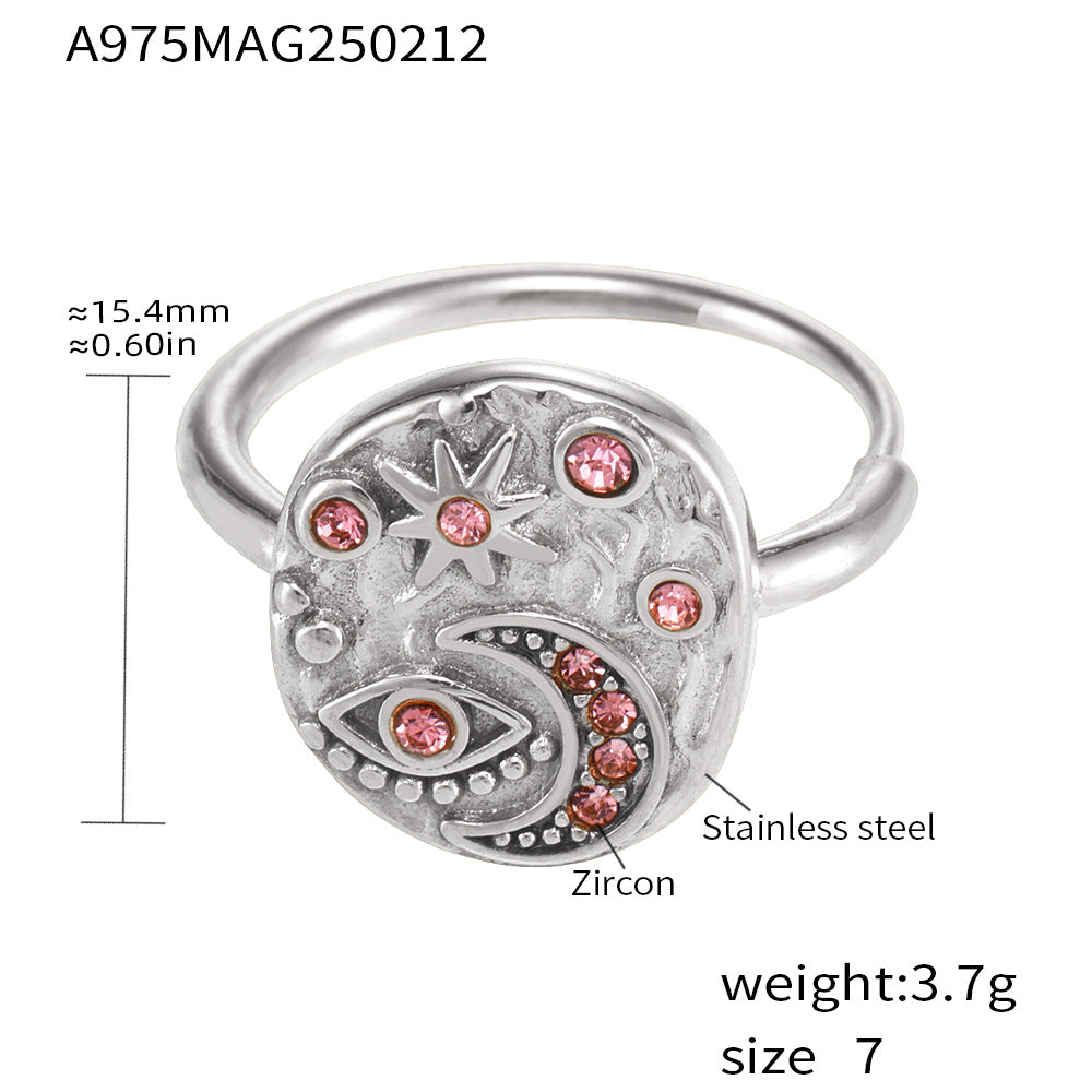 Hot Sale 5A Zircon Ring Women's Light Luxury Personality Star Moon Fashion Tail Ring Devil's Eye Jewelry Gift