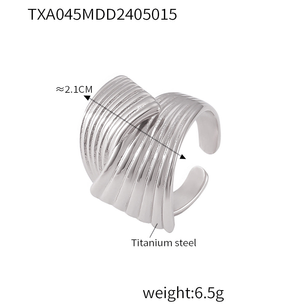 Hand polished lines, multi-layer texture design sense, staggered titanium steel jewelry set, spot supply