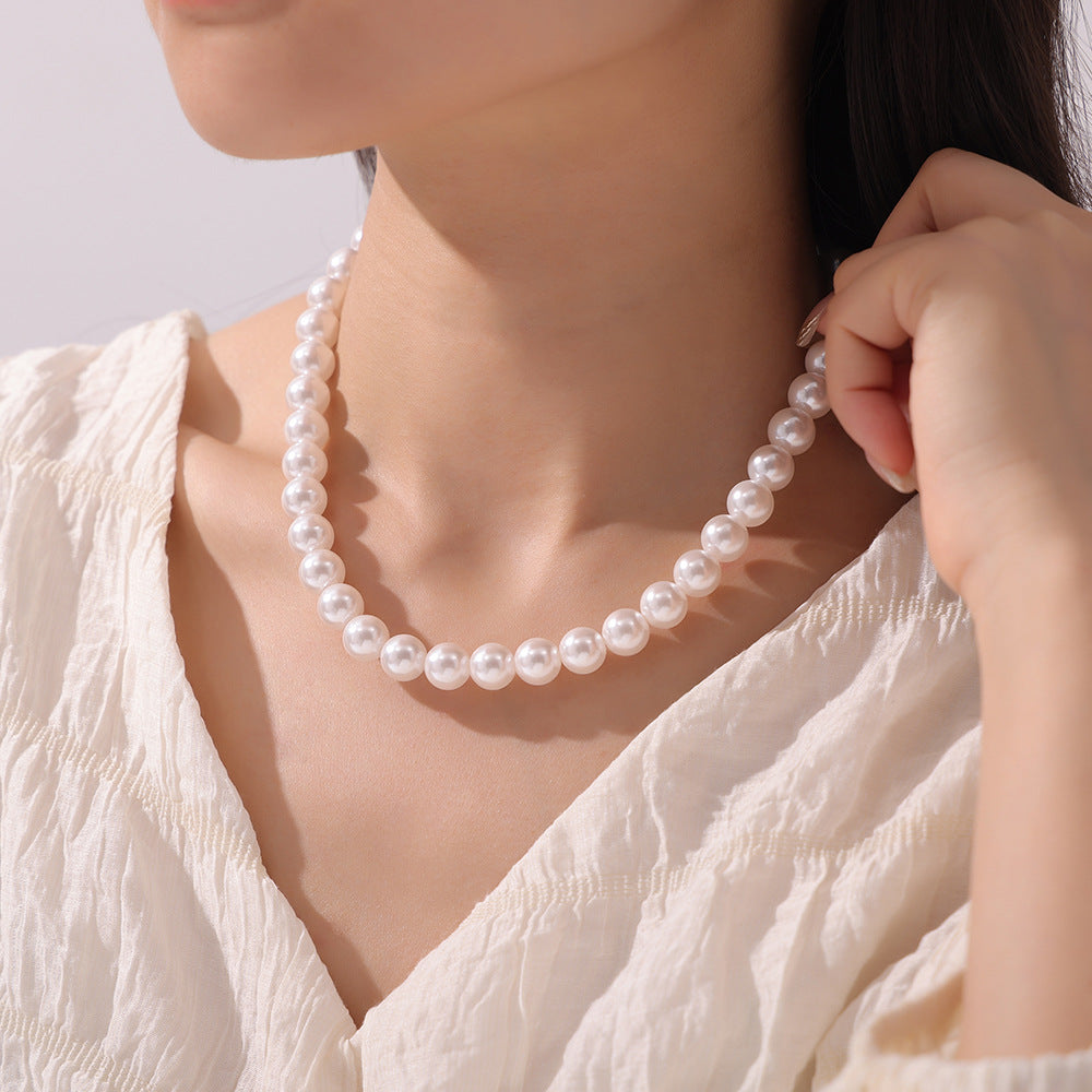 Casual style personality elegant beads handmade beaded design sense necklace women's niche simple collarbone chain jewelry