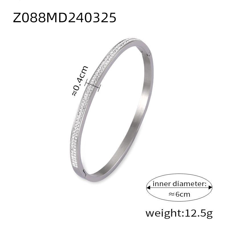 Retro niche personality unique simple jewelry engraved Roman numerals design sense diamond inlaid titanium steel gold plated bracelet