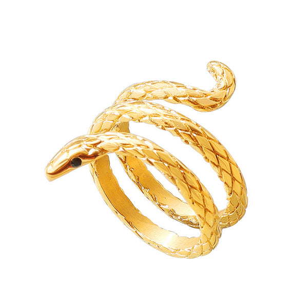 Cold wind surrounds serpentine ring women do not fade cold trendy personalized titanium steel ring hand jewelry A132