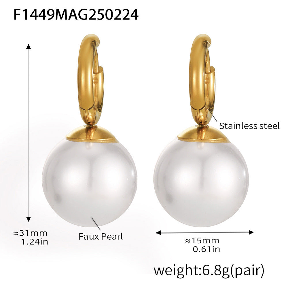 Niche temperament zircon bead earrings stainless steel electroplating 18K real gold ear buckle earrings wholesale collection