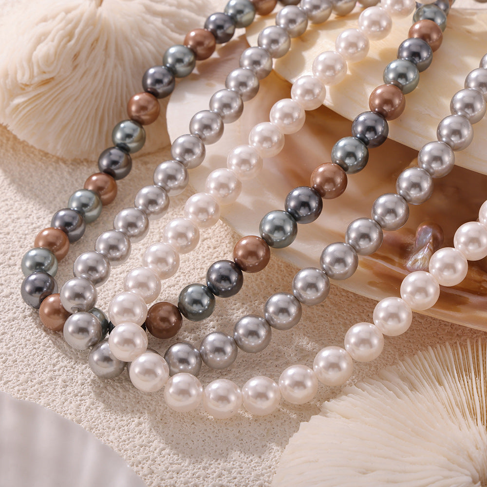 Casual style personality elegant beads handmade beaded design sense necklace women's niche simple collarbone chain jewelry