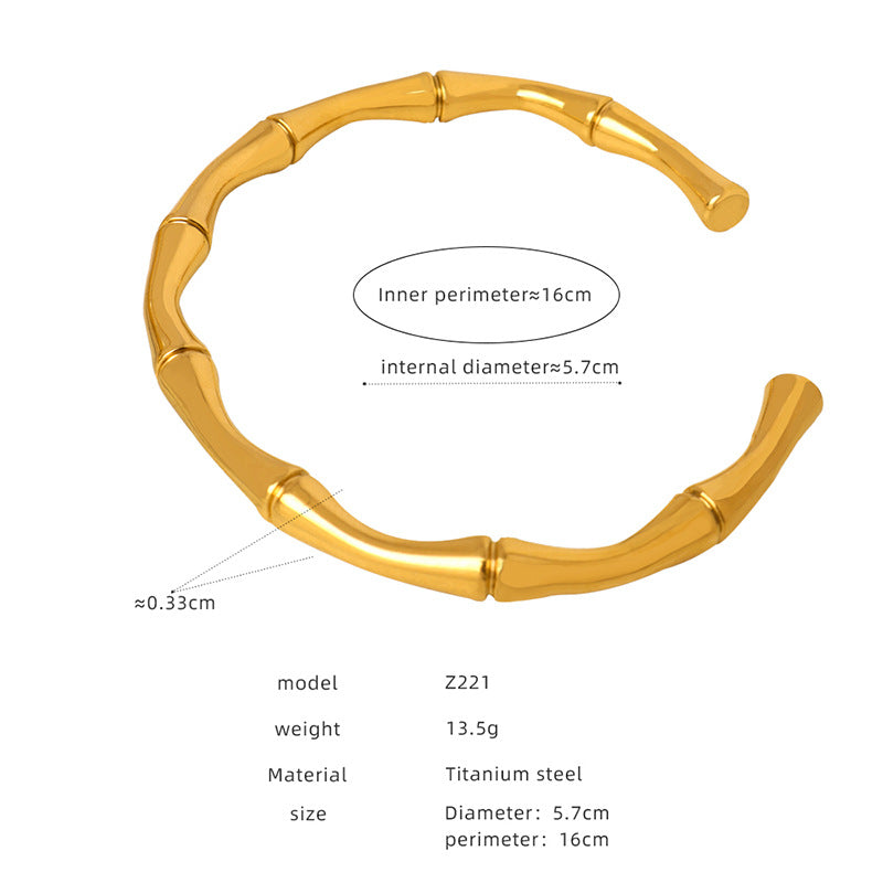 New retro versatile personality simple PVD electroplating 18k real gold non-fading opening bracelet factory wholesale 99