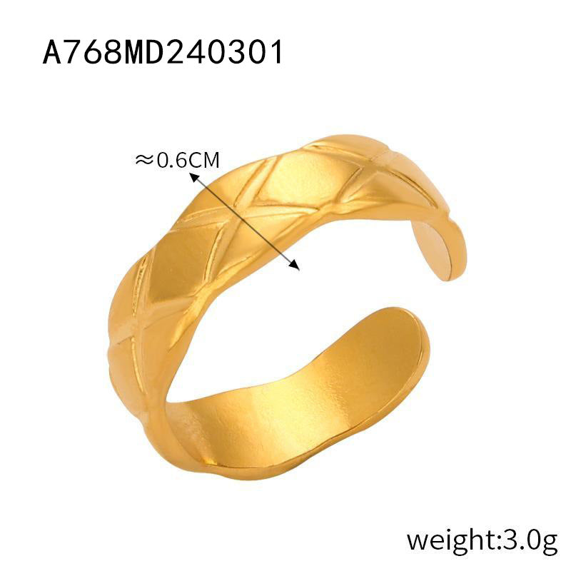 New fashion personalized design niche open ring titanium steel gold-plated geometric versatile jewelry simple jewelry wholesale