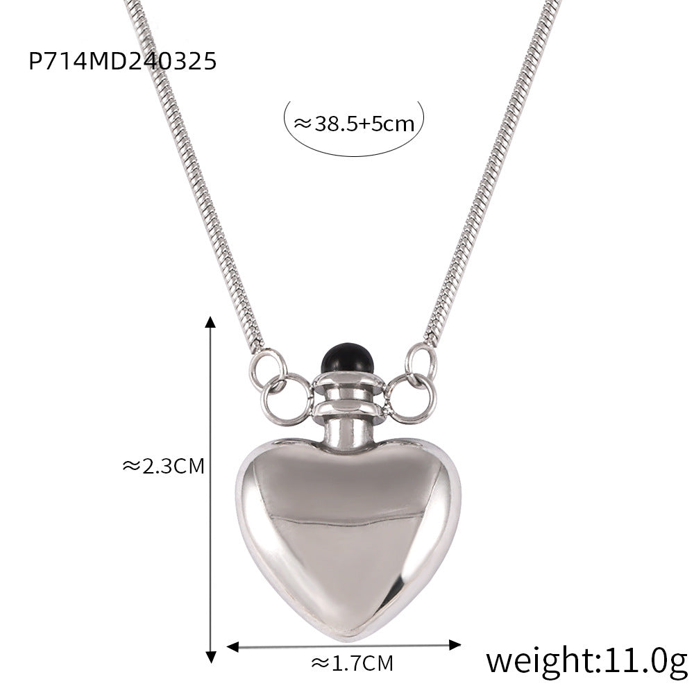 Fresh and simple personalized jewelry, love shape, small kettle design, weight color glaze pendant, titanium steel necklace