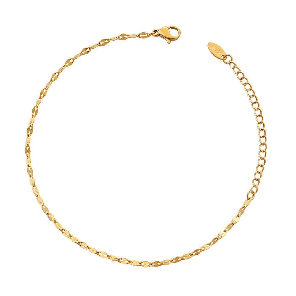 Trendy niche design, simple and fashionable, widened lips, sexy bracelet, titanium steel material, gold-plated non-fading E101