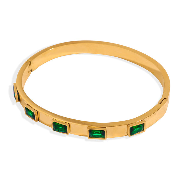 Court style retro design simple titanium steel gold-plated zircon geometric bracelet jewelry wholesale