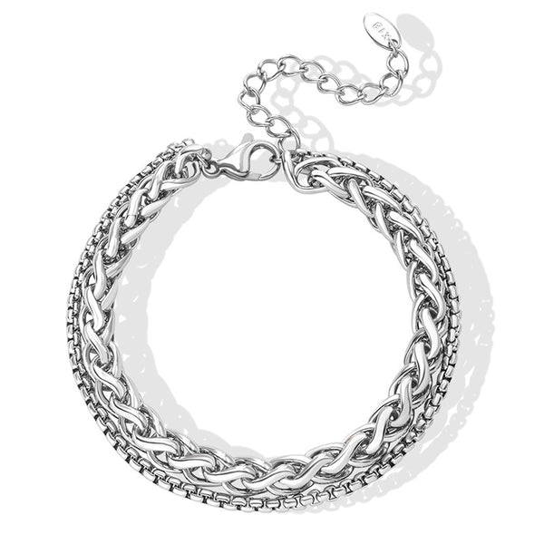 Personality trend versatile couple keel chain accessories, fashion trend geometric double-layer bracelet manufacturers wholesale