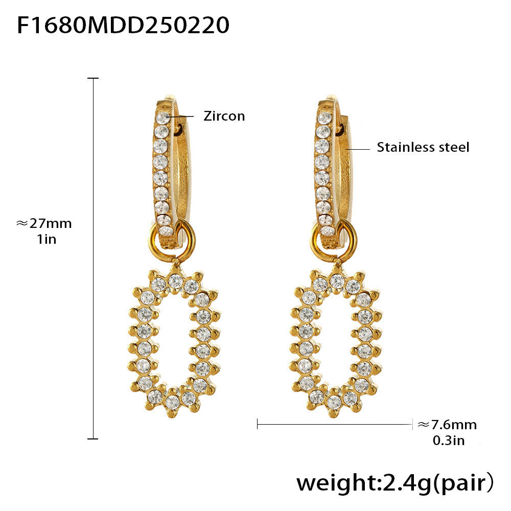Fashion light luxury butterfly zircon pendant earrings, new hot-selling stainless steel non-fading exquisite earrings collection 99