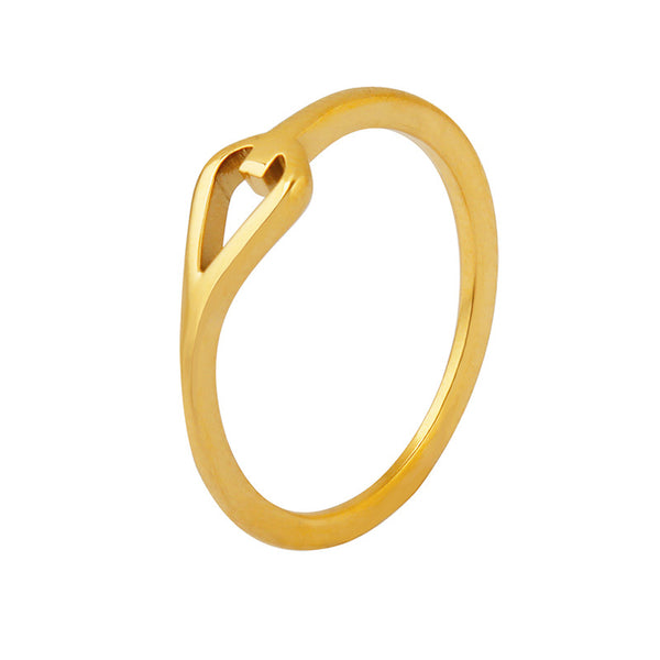 Small and exquisite plain ring, versatile and meticulous hollow love ring, titanium steel plated 18K gold ring, girlfriend same ring pp