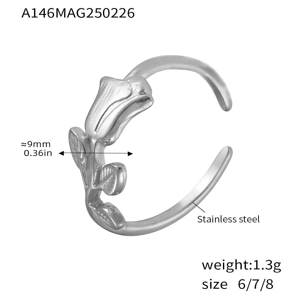 Irregular open ring ins wind niche design titanium steel PVD plated 18K real gold color retention ring women